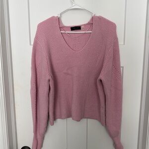 Tahari Soft Pink V-Neck Sweater